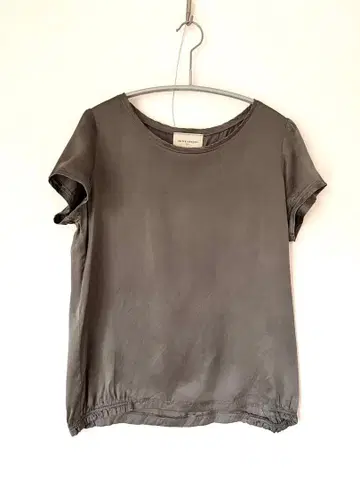 UNITED ARROWS 실크 100% 블라우스 카키 그레이