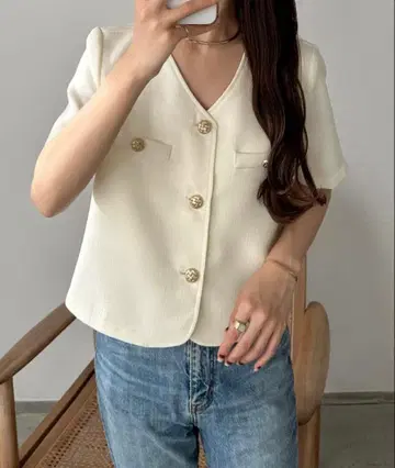 JUNOAH 반팔 썸머 트위드 자켓