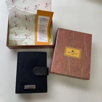 ETRO 페이즐리 무늬 이단 접이식 지갑 블랙