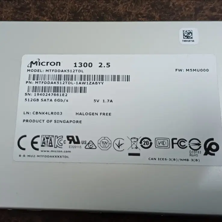 중고 ssd512g micron1300