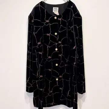 알앤엠 자켓 노카라 기하학 라메 빅 사이즈 블랙 4L 이상