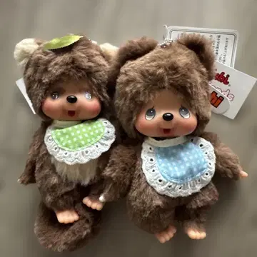 Monchhichi 봉제 인형 키체인 2개 세트