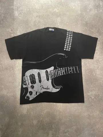 90-00s Fender 일렉 기타 프린트 반팔 T셔츠 L 사이즈