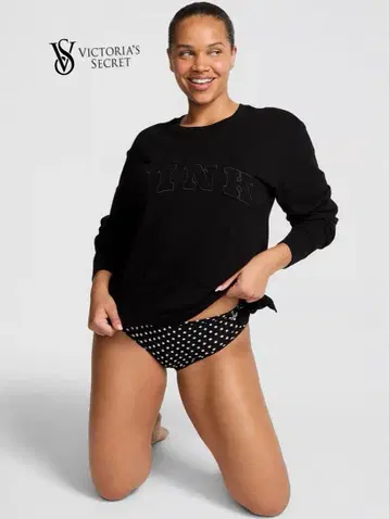 VICTORIA'S SECRET PINK 긴팔 T셔츠 퓨어 블랙 XL