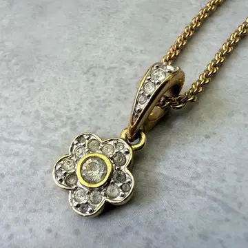 SWAROVSKI 플라워 모티브 크리스탈 골드 목걸이