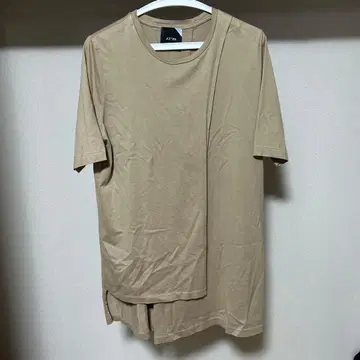 ATON 비대칭 레이어드 반팔 T셔츠 02 베이지 일본제