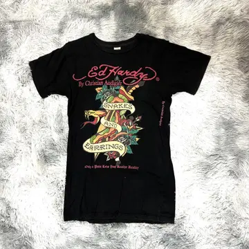 00's Ed Hardy 스네이크 대거 T셔츠 Y2K 타투 블랙 S