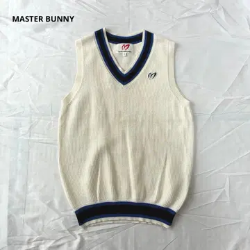 MASTER BUNNY 베스트 써멀 화이트 블루 코튼 캐시미어