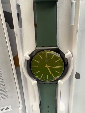 Swatch SKIN 쿼츠 손목시계 본체 올리브 그린