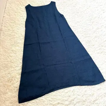 fog linen work 린넨 100% 슬리브리스 원피스 네이비
