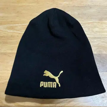 PUMA 리버서블 니트 모자 비니 블랙 레오파드