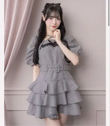 pium 티어드 프릴 미니 원피스