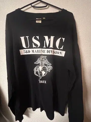 [ AVIREX ] 아비렉스 긴팔 티셔츠 USMC 해병대 블랙 L 사이즈