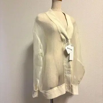 DFFUR. 루즈 실루엣 시스루 가디건 아이보리