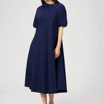 LACOSTE 사선 버튼 폴로 드레스 네이비