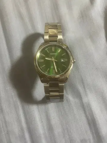 CASIO 아날로그 손목시계 그린 다이얼 골드 컬러
