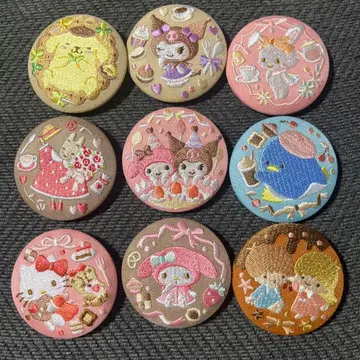 Sanrio 산리오 자수 캔뱃지 9개 세트