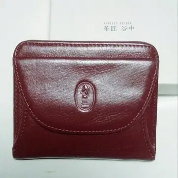 가죽 장인 야나카 소프트 소가죽 이단 접이식 지갑 와인색