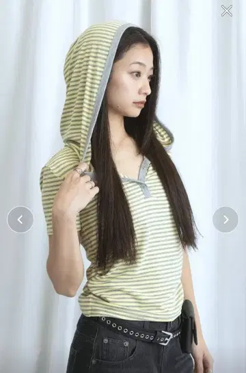 3.3 필드 트립 스트라이프 보더 후디 옐로우 컬러 위시코어