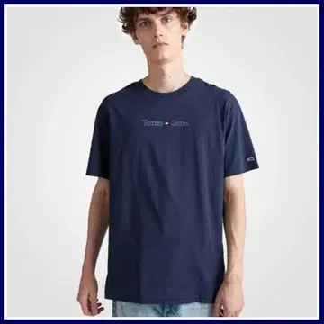 클래식 스몰 텍스트 T셔츠 네이비 XL 사이즈