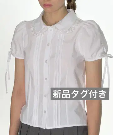CRANK 크랭크 핀턱 레이스 칼라 블라우스 화이트 화이트 컬러