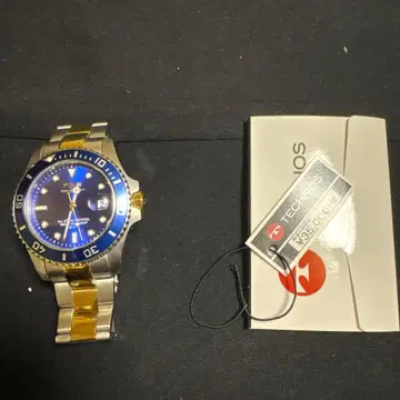 TECHNOS 손목시계 쿼츠 블루 다이얼 콤비 컬러