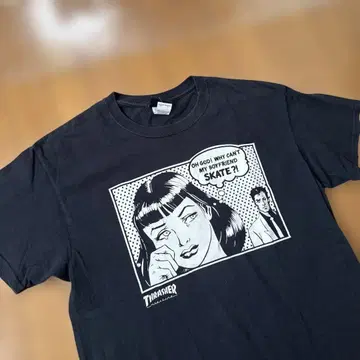 먹물 블랙 THRASHER 트레셔 코믹 tee