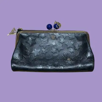 ANNA SUI 안나수이 고양이 가마구치 장지갑 블랙 고양이 블랙