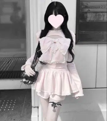 OLIVE des OLIVE 리본 뷔스티에 세트 핑크