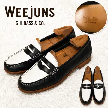 컨디션 최상 G.H.BASS 콤비 로퍼 블랙 화이트 24.5cm 7M