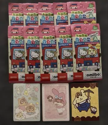 동물의 숲 amiibo 카드 산리오 콜라보 10팩 + 씰 3장