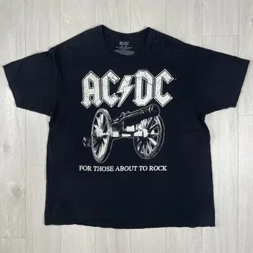 AC/DC ACDC 밴딩T셔츠 캐논포 남성용 XL 블랙 구제 의류 블랙