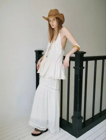 Ouro VINTAGE VACANCE LONG SKIRT