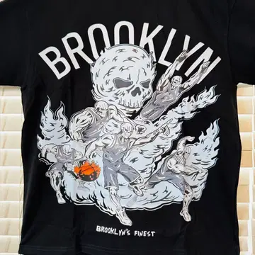 BROOKLYN'S 농구 스컬 T셔츠 스트릿 HIPHOP 오버 사이즈
