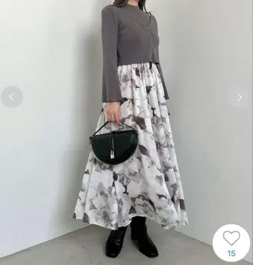 snidel 슬리브리스 니트 도킹 원피스 가디건