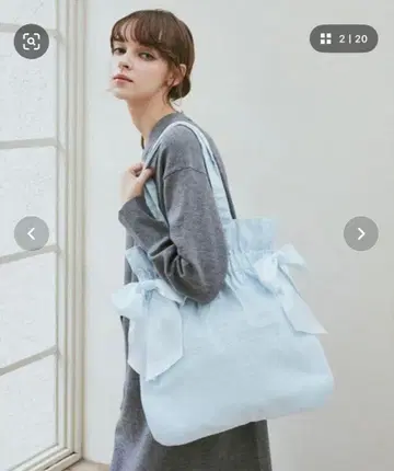 Maison de FLEUR EC 한정판 캔버스 더블 리본 토트백