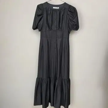 [새상품급] 리리안캐럿 데님라이크 퍼프 슬리브 티어드 원피스 M