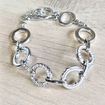 SWAROVSKI 서클 링크 팔찌 실버 컬러