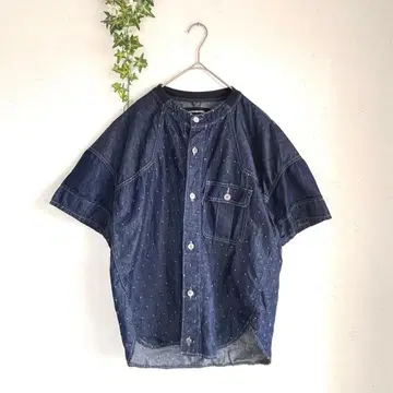 mercibeaucoup 메르시보쿠 새상품급 데님 자수 블라우스 인디고