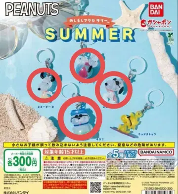PEANUTS 메지루시 액세서리 SUMMER 스누피 4종 세미컴프