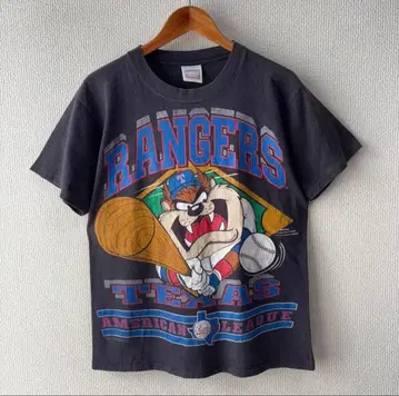 90s 루니툰 MLB 레인저스 티셔츠 M 탈텍스