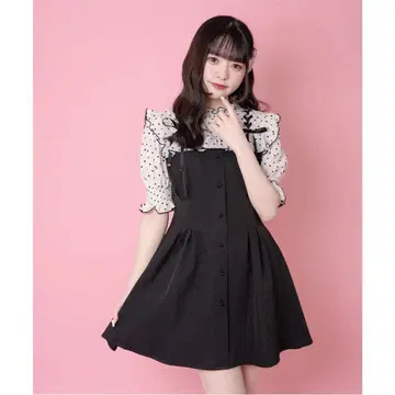ROJITA 하트 도트 레이스업 반팔 원피스