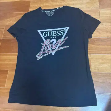 GUESS 반팔 T셔츠 블랙 큐빅
