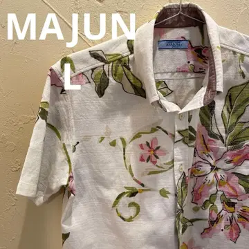 MAJUN 마준 오키나와 카리유시 의류 반팔 셔츠 꽃무늬 L 사이즈