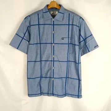 90s PIKO 반팔 셔츠 블루 계열 M 체크 B5731
