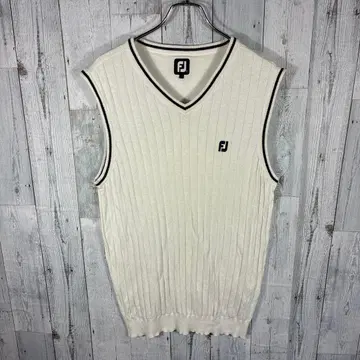 FootJoy 골프 남성용 XL 사이즈 V 넥 베스트 화이트 니트 베스트