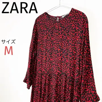 자라 ZARA 레오파드 무늬 티어드 롱 원피스 레이온 100% M