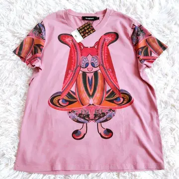 미사용 Desigual 크리스천 라크로와 반팔 T셔츠 핑크 L 사이즈