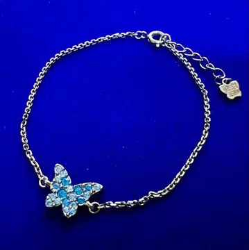 ANNA SUI 블루스톤 나비 블랙 체인 팔찌