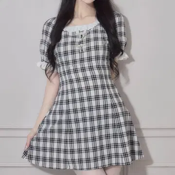 pium 원피스 깅엄 체크